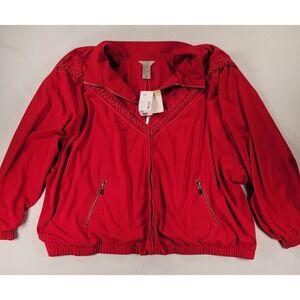 Vintage Teddi 4X Red Windbreaker Jacket NWT Braided Trim Plus Size